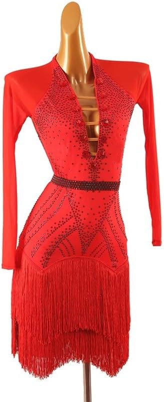 Size L Professional Latin Performance Costumes for Women Tassel Salsa Cha Cha Dancewear Ballroom Dancing Dresses Tango Skirt